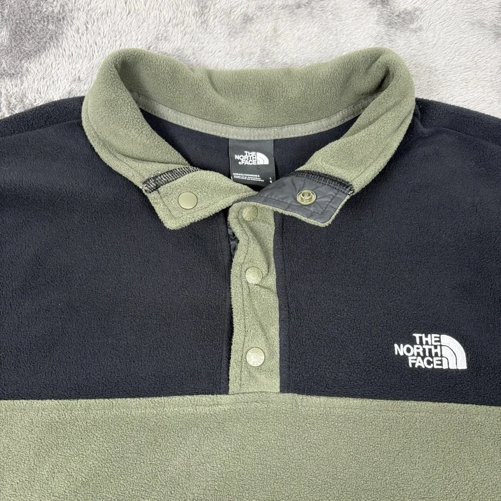The North Face TKA Glacier Snap Neck Pullover Fleece Men Large Taupe Green Black